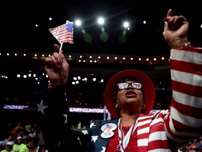 Una delegada dem&oacute;crata en Filadelfia.