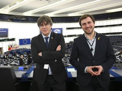 Puigdemont y Comín, en el Parlamento Europeo de Estrasburgo, la semana pasada.