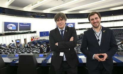 Puigdemont y Comín, en el Parlamento Europeo de Estrasburgo, la semana pasada.