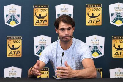 Nadal, durante la rueda de prensa de ayer en París.