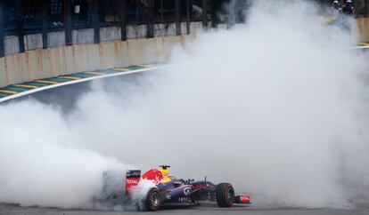 Vettel celebra la victoria.