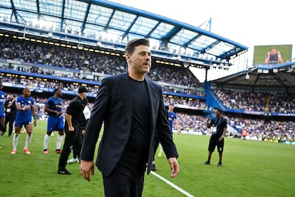 Mauricio Pochettino, exentrenador del Chelsea FC, tras victoria del equipo en el partido de la Premier League contra el AFC Bournemouth en Stamford Bridge el pasado 19 de mayo en Londres.