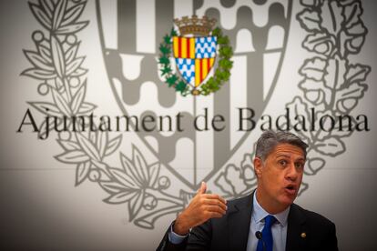 Xavier García Albiol, en una rueda de prensa en el Ayuntamiento de Badalona en octubre de 2020.