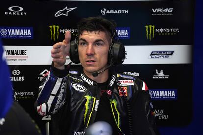 Maverick Viñales, en el box de Yamaha, durante el último gran premio de Estiria.