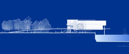 Un diseño que muestra cómo el Centro de Arte Botín no superará la altura de los árboles.