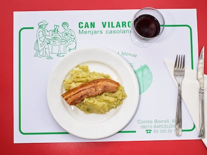 Una de las especialidades de Can Vilaró: 'trinxat de col' y patata con panceta.