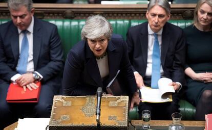 Theresa May no Parlamento esta quarta-feira.