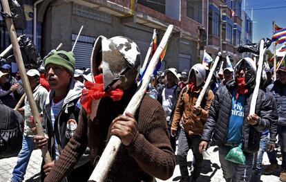 Seguidores del expresidente Evo Morales, durante una manifestación el 20 de noviembre en El Alto.