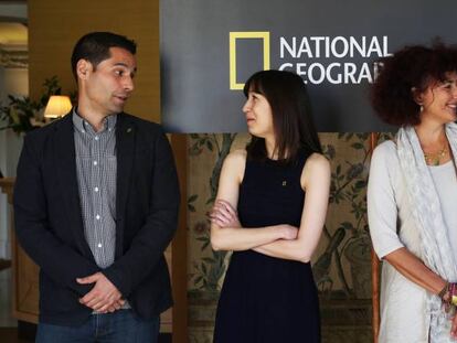 Cuatro investigadores espa&ntilde;oles becados por National Geographic. De izq a drcha David Vel&aacute;zquez, Laura Domingo, Reyes Alejano y Soledad Domingo. 