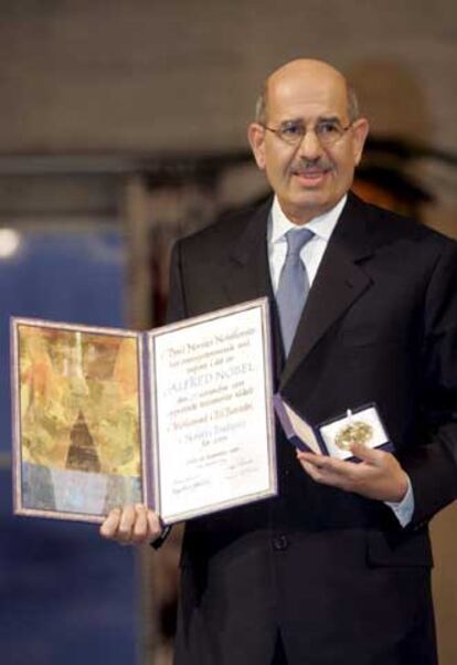 Mohamed el Baradei, tras recibir el Premio Nobel de la Paz.