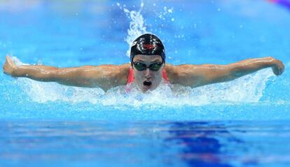 La nadadora española durante la final de los 200m mariposa femeninos.