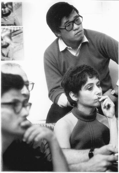 Los fotógrafos Avedon, Hiro y Arbus durante una Master Class, 1967.