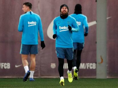 Messi, durante el entrenamiento de este martes en Sant Joan Despí.