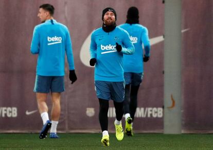 Messi, durante el entrenamiento de este martes en Sant Joan Despí.