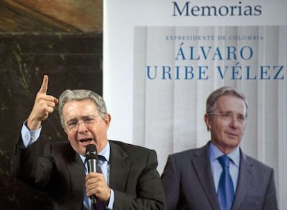 El expresidente colombiano Álvaro Uribe, durante la presentación de su libro ‘No hay causa perdida’ en Medellín.