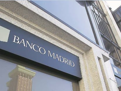 La antigua sede de Banco Madrid, en la plaza Margaret Thatcher de Madrid.