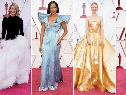 Laura Dern, Regina King, Carey Mulligan y Chloé Zhao, en los premios Oscar de 2021.