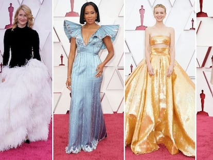 Laura Dern, Regina King, Carey Mulligan y Chloé Zhao, en los premios Oscar de 2021.