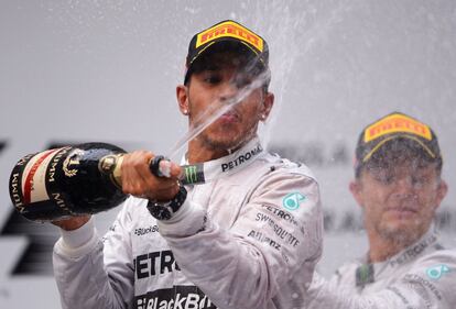 Hamilton y Rosberg, en el podio. 