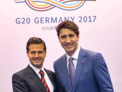 Peña Nieto y Justin Trudeau en Hamburgo.