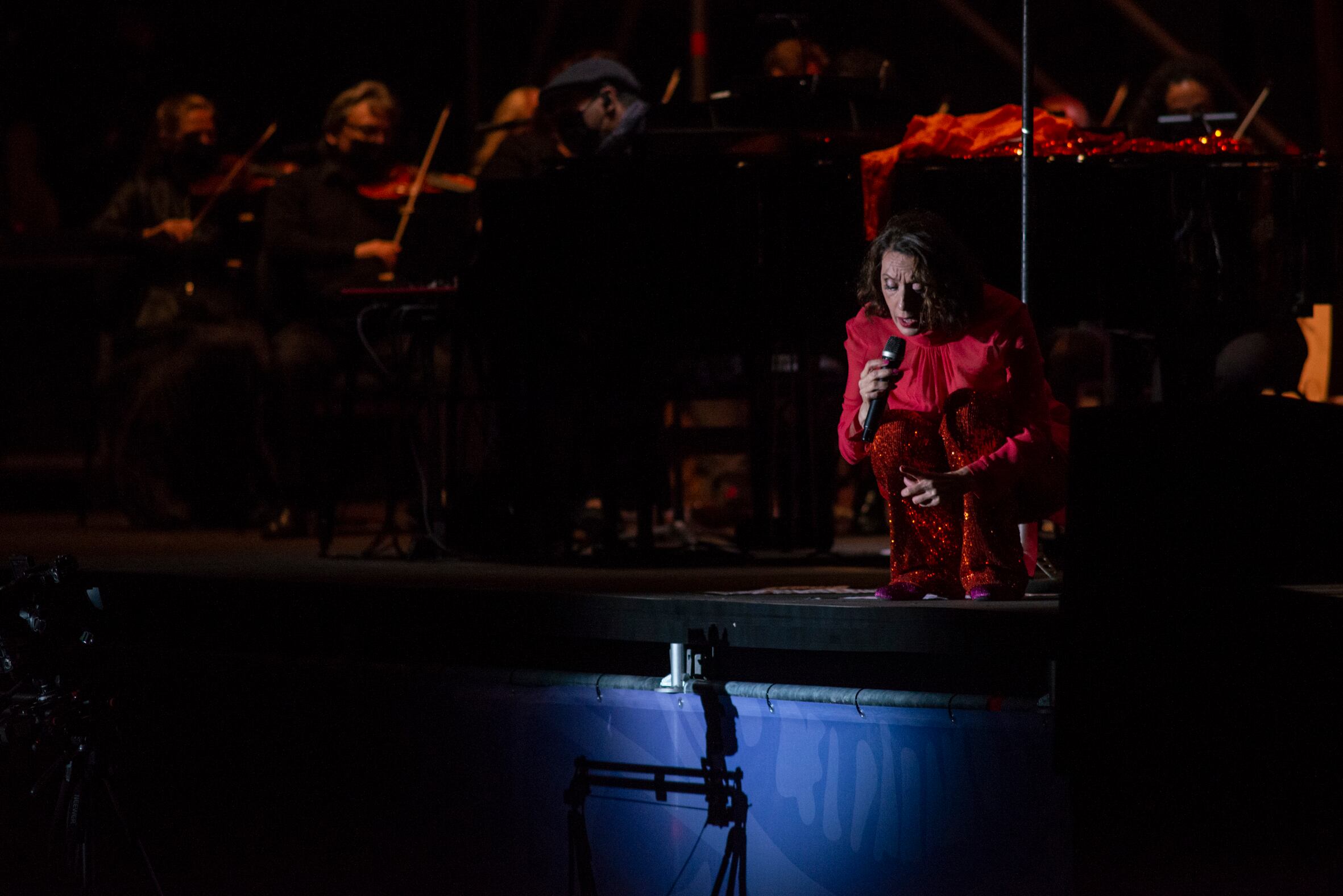 Concierto de Luz Casal y la Real Filarmonía de Galicia en la Plaza del Obradoiro de Santiago de Compostela.