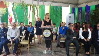 La directora de Cultura del Instituto Cervantes, Beatriz Hernanz, presenta las exposiciones del VII Congreso Internacional de la Lengua Española, en San Juan de Puerto Rico, el pasado día 10.