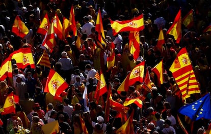 A manifestação contra a independência da Catalunha.