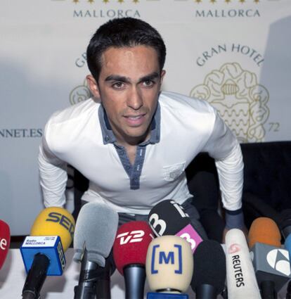 Alberto Contador, en la rueda de prensa celebrada en Mallorca.