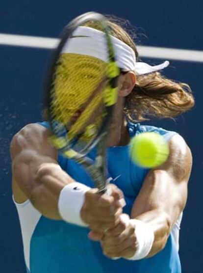 Nadal, durante el partido que perdió ayer contra Berdych.