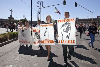 Marcha contra as agressões a jornalistas em março.