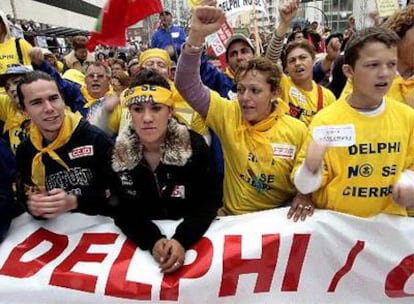 Una de las manifestaciones contra el cierre de la planta de Delphi en Cádiz