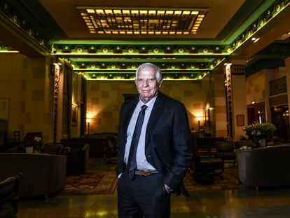 Josep Borrell, en un hotel de Jerusalén tras la entrevista, este jueves.