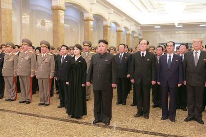 Kim Jong-un, el jueves en Pyongyang durante una ceremonia por el tercer aniversario de la muerte de su padre.