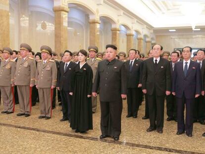 Kim Jong-un, el jueves en Pyongyang durante una ceremonia por el tercer aniversario de la muerte de su padre.