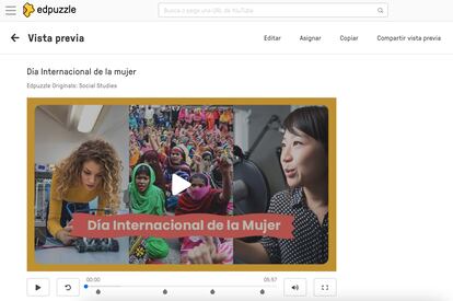 A screenshot of the platform Edpuzzle.