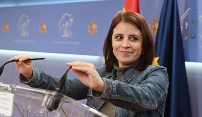 Adriana Lastra, este lunes en el Congreso.