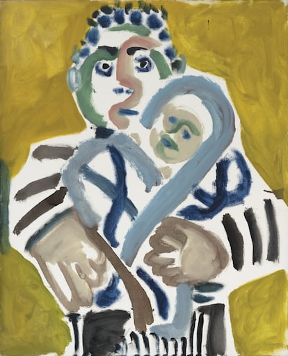  'Homme portant un enfant' ('Hombre llevando a un niño'), Mougins, 24 de febrero de 1965 (II). Pablo Picasso. Óleo sobre lienzo. 99,5 x 81 cm. Zervos XXXV-46 (Homme portant un enfant). Fundación Almine y Bernard Ruiz-Picasso, Madrid.

