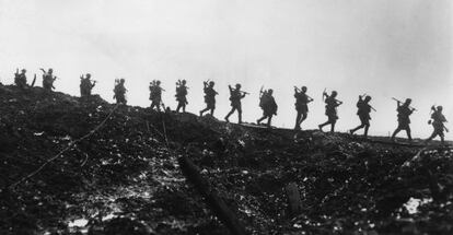 Destacamento de trabajo del Regimiento de Manchester del Ejército británico en Ancre (Serre, Francia) en marzo de 1917