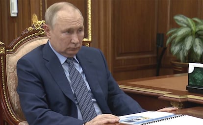 El presidente de Rusia, Vladimir Putin, en una reunión el 28 de marzo