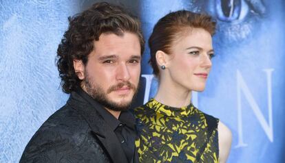 Kit Harington y Rose Leslie en la premier de la nueva temporada de 'Juego de Tronos'.