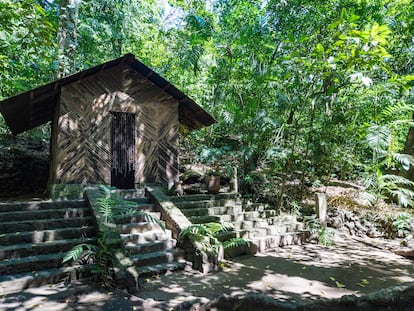 Una cabaña en la Reserva Nanciyaga, en la laguna de Catemaco (Veracruz), el pasado 2 de marzo.