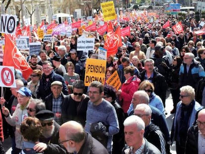 Imagen de la manifestaci&oacute;n de pensionistas celebrada este domingo en Madrid.
 
 
 