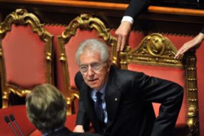 Mario Monti, en la sesión del Senado italiano