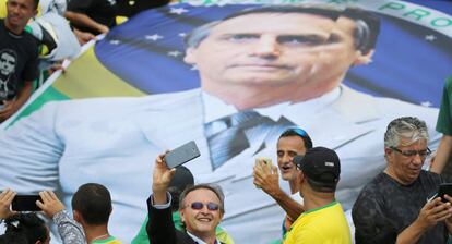 Apoiadores de Jair Bolsonaro durante o evento da posse, em Brasília.