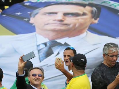 Apoiadores de Jair Bolsonaro durante o evento da posse, em Brasília.