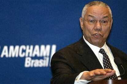 Colin Powell, ayer en São Paulo.