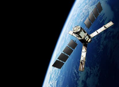 Ilustración del satélite de observación de la Tierra SMOS en órbita.