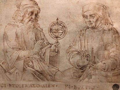 Grabado de Claudio Tolomeo y Boecio Biblioteca Nacional de Madrid