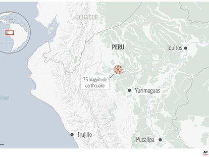 The U.S. Geological Survey says a strong earthquake with a preliminary magnitude of 7.5 has struck in northern Peru.