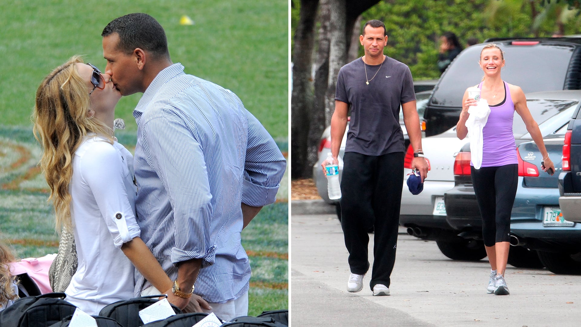 Alex Rodríguez, antes de Jennifer Lopez: la leyenda malograda del béisbol cuenta su historia 2 A la izquierda, Alex Rodríguez y la actriz Kate Hudson en el Día del Pícnic Familiar de los Yankees, el 25 de julio de 2009, en Nueva York. A la derecha, Cameron Diaz y el exjugador de béisbol hacen deporte en Coral Gable, Florida, el 11 de febrero de 2011.